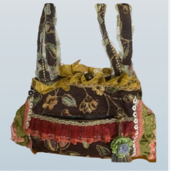 ❌❌SOLD❌❌ Vintage Grandma Carpet Bag Handmade Lace Tassels Flowers Gold Malon - Picture 13 of 16